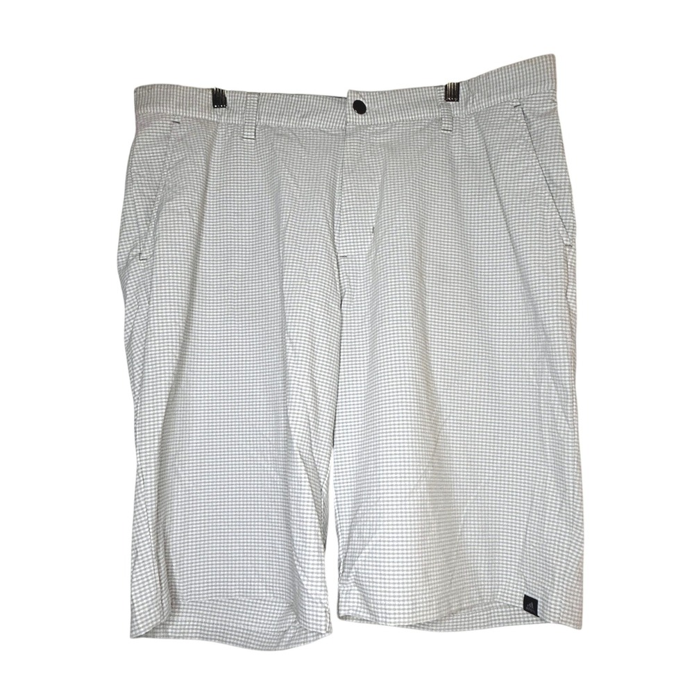 adidas Golf Men's Shorts Size 36 Gray Micro Check Pleated Performance